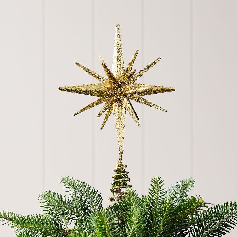 Kraft & Glitter Gem Starburst Tree Topper Gold west elm United Kingdom